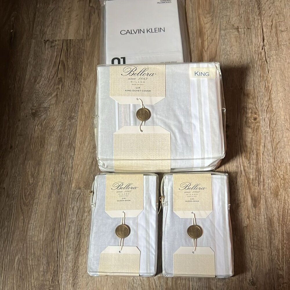 Set 5pc : King Duvet + 4 Queen Shams +2 Calvin Klein Queen PillowCases (N-18) - Picture 8 of 14